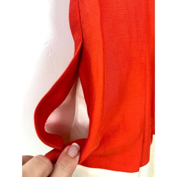 Kate Spade Gayle Fit and Flare Dress Red Cream Size 8 Sleeveless Silk Pleated E4 - Picture 9 of 12